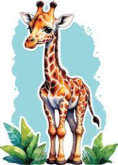 Obraz premium Watercolor Baby Giraffe Print, Adorable Safari Animal Artwork for Nursery & Decor