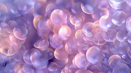 Abstract background with soft purple and white tones with round, shiny shapes.