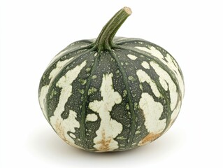 Winter Melon. Fresh Green Gourd Vegetable with Wax Coating on White Background