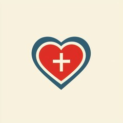 Obraz premium Heart with Medical Cross Symbol for Healthcare and Wellness