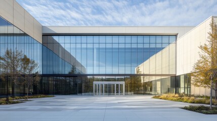 Fototapeta premium Glass wall, modern building. Generative AI