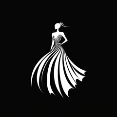 Elegant Fashion Logo Design of a Woman in a Flowing Dress