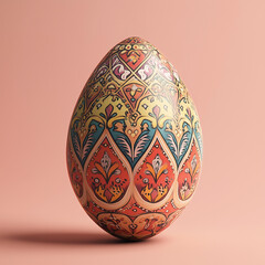 Warm and Colorful Decorated Easter Egg with Easter Bunny
