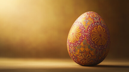 Warm and Colorful Decorated Easter Egg with Easter Bunny