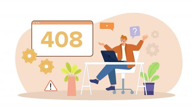 Flat Character Design For 408 Error Concept Animation Scene