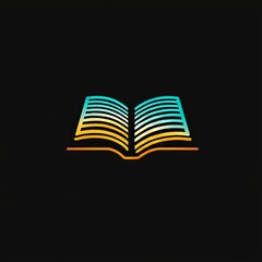 Logo of an Open Book with Colorful Lines