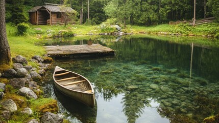 Serene Lakeside Cabin with Canoe