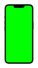 Realistic Smartphone Green Screen, Chromakey, Cellphone App template, Front View Mockup