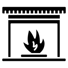Fireplace Line Icon Style