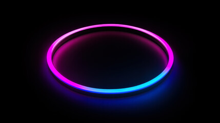 Obraz premium Neon circle emitting vibrant light in shades of pink and blue against a dark background
