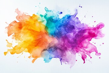 Vivid abstract watercolor on white background. AI image