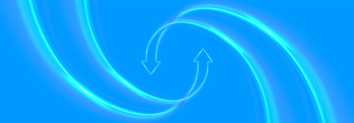Two arrows go round. Exchange and money transfer. Circulation arrows in motion.