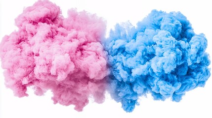 Fototapeta premium Pink and Blue Ink Clouds Abstract Swirling on White Background