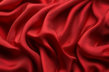 Obraz premium Luxurious red fabric with soft folds in close-up. AI image