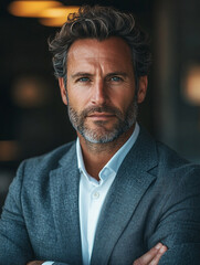 Obraz premium Stylish man poses confidently in a modern setting