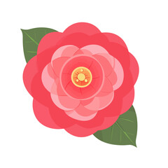 My Simple flat 2D icon camellia branch with leaf isolated on transparent background, vector, flat design, animation design, simple flat 2D icon, clipart