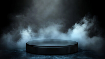 Gray stage with smoke. 