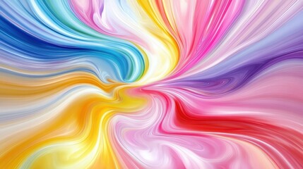 Obraz premium A vibrant swirl of colors blending harmoniously, featuring shades of blue, yellow, pink, and purple, creating a dynamic and abstract visual effect.