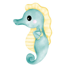 watercolor sea horse