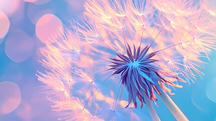 Obraz premium Dandelion Seeds Floating in the Breeze