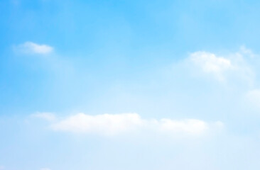 Blue sky pastel with white cloud. Cumulus clouds. Cloudscape blur background. Beautiful sky in the morning. Freedom of life, New life beginning and Positive thought and energy concepts.