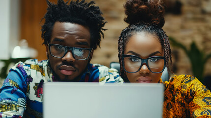 Young couple engaged in creative work together late at night in a cozy indoor space