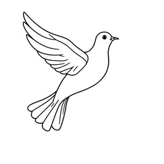 Obraz premium Dove line art. Flying dove of peace pigeon doodle outline logo drawing. Dove for greeting card, banner, flyer, poster.