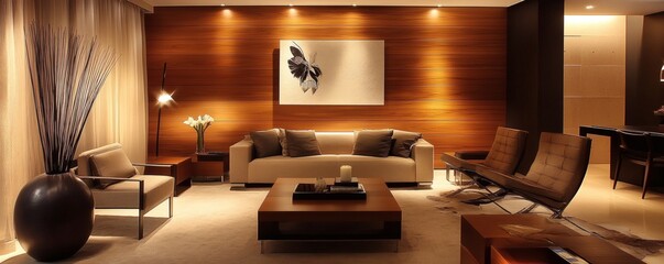 A modern living room with contemporary furniture and stylish decor