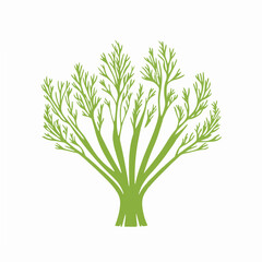 A Simple flat 2D illustration fennel root branch leaf isolated on transparent background, vector, flat design, animation design, simple flat 2D icon, clipart