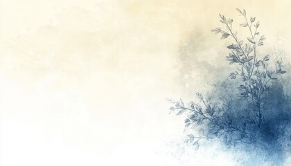Obraz premium Dreamy Blue Watercolor Floral Background, Artistic Illustration with Wildflowers, Soft Focus