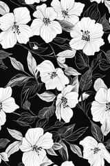 Vertical Floral and geometric print pattern for textile design and fabrics.