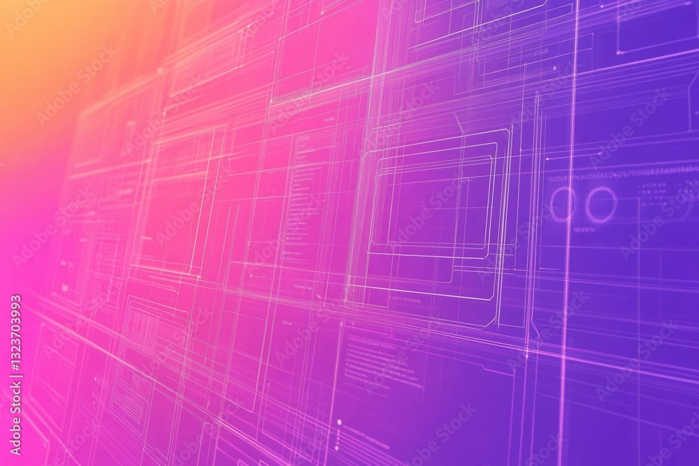 Aufkleber Sleek UIUX wireframe background with soft grid lines and floating design elements for digital resource branding