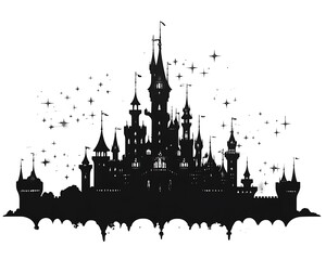 Fototapeta premium Silhouette of a fairytale castle.