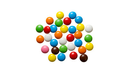 Colorful round candies scattered isolated on a transparent background Generative Ai.
