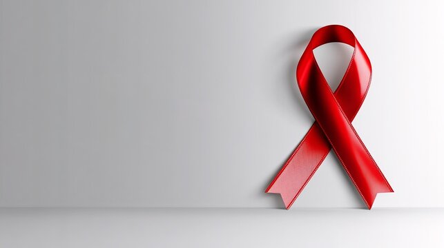 Minimalist red ribbon design promoting World Hemophilia Day on April 17 with focus on awareness and support
