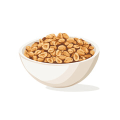 Very Simple flat 2D illustration granola in white bowl isolated on transparent background, vector, flat design, animation design, simple flat 2D icon, clipart