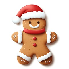 Fototapeta premium Smiling gingerbread man in Santa hat. (1)