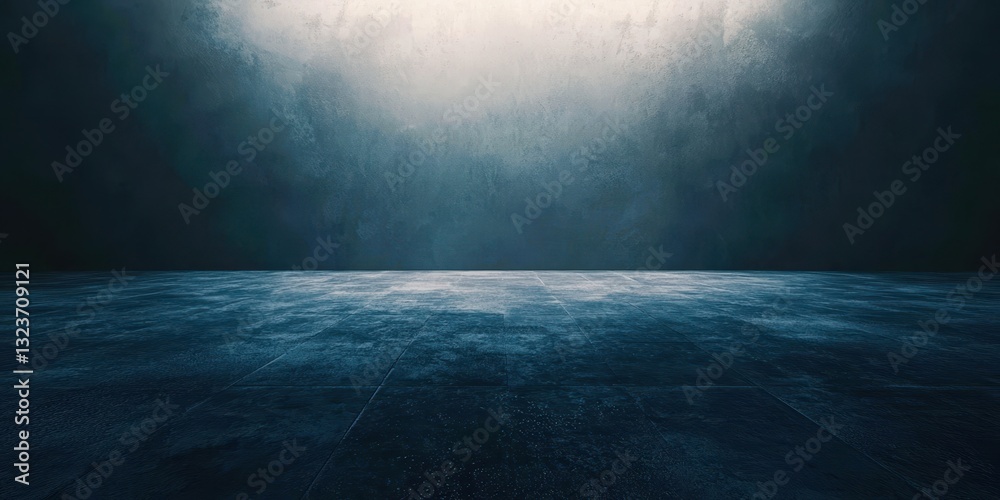 Poster a large empty room with a blue ceiling and floor