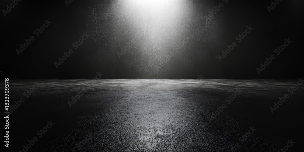 Poster A dark, empty room with a large, empty space