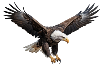 Powerful Bald Eagle in Flight Against a Black Background
