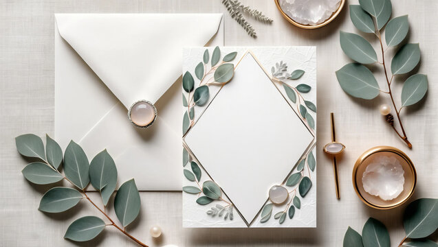 Elegant Wedding Invitation with Greenery and Soft Colors