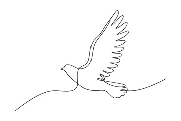 Single Line Dove Drawing Peace, Flight, Freedom, Hope, Art