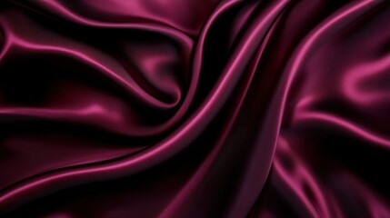 Obraz premium A close-up of luxurious burgundy silk fabric, showcasing its smooth texture and elegant drape, creating a rich and sophisticated visual appeal.