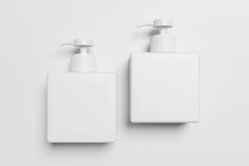 Empty and white square pump bottle for mockup - 3D rendering