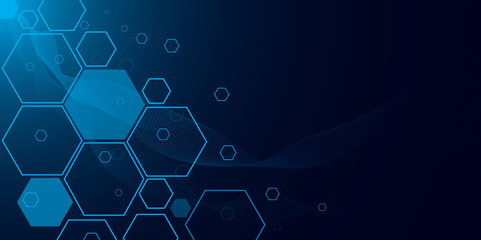 Fototapeta premium Hi-Tech Digital Hexagon Mesh Background with Glowing Effect. Abstract Hexagonal Structure with Light Effects for Web Design. Technology. Vector. Illustration. 