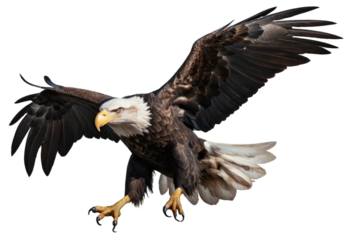 Powerful Bald Eagle in Flight Against a Black Background