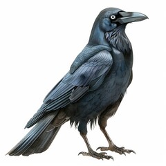 Mysterious crow watercolor artwork in black