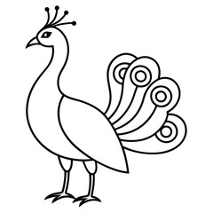 Minimalist Peacock Line Art Vector