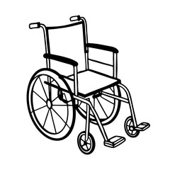 Simple Line Art Illustration of a Classic Wheelchair for Accessibility and Healthcare Design