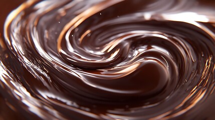 Swirling melted dark chocolate.